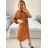 Šaty košilové dlouhý rukáv dámské (S/M ONE SIZE) ITALSKÁ MÓDA IMWGB233769/DU -   hnědá camel -   S/M