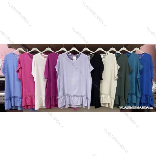 Tunika krátký rukáv dámská nadrozměr (3XL/4XL ONE SIZE) ITALSKÁ MÓDA IMWQ24144