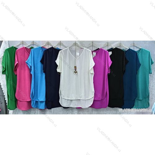 Tunika s príveskom krátky rukáv dámska nadrozmer (3XL/4XL ONE SIZE) TALIANSKA MÓDA IMWQ24159