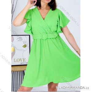 Šaty elegantní letní s páskem krátký rukáv dámské (S/M ONE SIZE) ITALSKÁ MÓDA IMWAH24059
