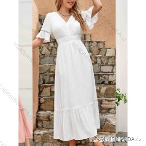 Šaty dlouhé letní krátký rukáv dámské (S/M ONE SIZE) ITALSKÁ MÓDA IMWAH24060