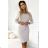 209-11 Kleid mit langen Ärmeln und breitem Bindegürtel - beige
