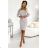 209-11 Kleid mit langen Ärmeln und breitem Bindegürtel - beige