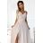 299-15 CHIARA elegantes Maxikleid mit Trägern - beige mit Glitzer
