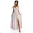 299-15 CHIARA elegantes Maxikleid mit Trägern - beige mit Glitzer