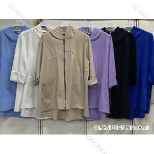 Langarm-Kapuzenpullover mit Reißverschluss für Damen in Übergröße (2XL/3XL Einheitsgröße) ITALIAN FASHION IMC23388