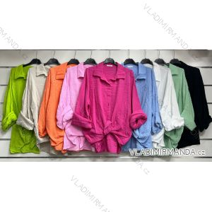 Košile mušelínová oversize dlouhý rukáv dámské (S/M ONE SIZE) ITALSKÁ MÓDA IMWM24074