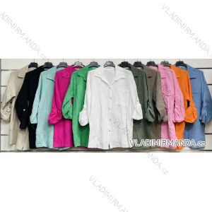 Košile mušelínová oversize dlouhý rukáv dámské (S/M ONE SIZE) ITALSKÁ MÓDA IMWM24077