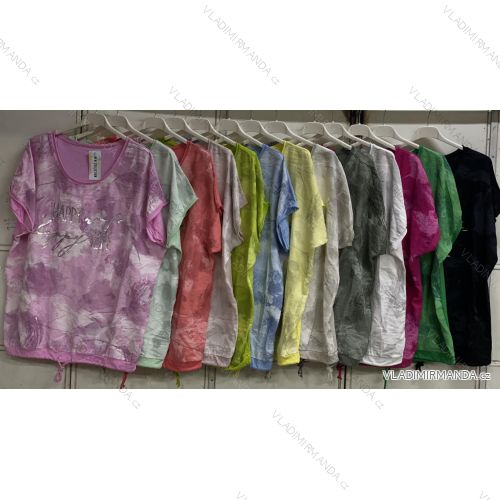 Tričko krátky rukáv dámske nadrozmer (3XL/4XL ONE SIZE) TALIANSKA MÓDA IMC24045