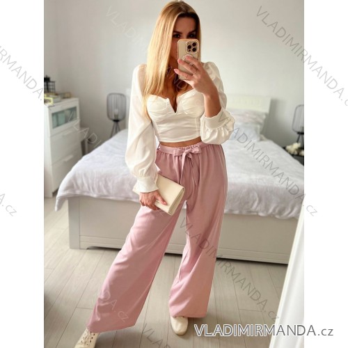 Kalhoty dlouhé dámské (S/M/L ONE SIZE) ITALSKÁ MÓDA IMWAD24020/DU -   růžová světlá -   M/L