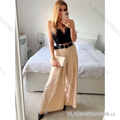 Lange Lederhose für Damen (Einheitsgröße S/M) ITALIAN FASHION IMWAD234126 -   beige -   M / L