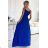 299-17 CHIARA elegant maxi dress with straps - blue with glitter