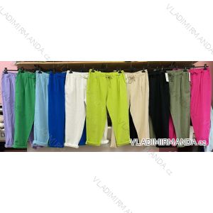 Kalhoty dlouhé bavlněné letní dámské nadrozměr (56/58 ONE SIZE) ITALSKÁ MÓDA IMWQ24164