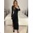 Šaty dlhé elegantný dlhý rukáv dámske (S/M ONE SIZE) TALIANSKA MÓDA IMM23M29700/DU-2   čierna -   S / M