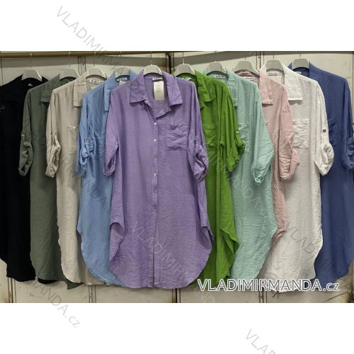 Šaty letní košilové 3/4 rukáv dámské (2XL/3XL ONE SIZE) ITALSKÁ MÓDA IMC24066