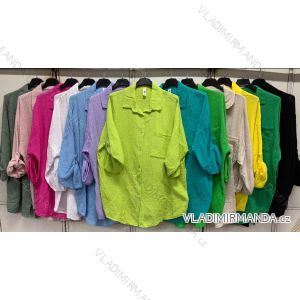 Langarm-Musselinhemd für Damen in Übergröße (2XL/3XL ONE SIZE) ITALIAN FASHION IMC24070