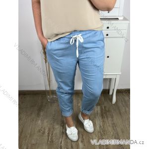 Kalhoty riflové s páskem dámské nadrozměr (XL/2XL/3XL ONE SIZE) ITALSKá MóDA IM424211