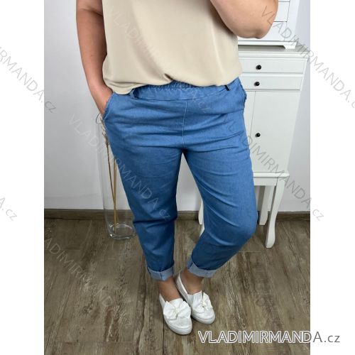 Kalhoty riflové s páskem dámské nadrozměr (XL/2XL/3XL ONE SIZE) ITALSKá MóDA IM424210