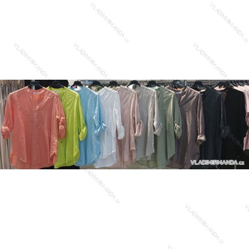 Košile lněná dlouhý rukáv dámská (S/M/L ONE SIZE) ITALSKÁ MÓDA IMWCA24LEN