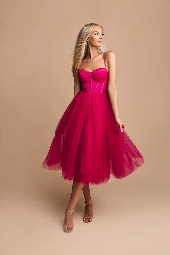 Women's Elegant Strapless Party Dress (SL) FRENCH FASHION FMPEL23MATHIE