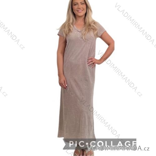 Šaty dlouhé krátký rukáv dámské (S/M/L ONE SIZE) ITALSKÁ MÓDA IMWBH24043