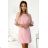 217-9 NEVA Trapezoidal dress with flared sleeves - powder pink with glitter