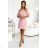 217-9 NEVA Trapezoidal dress with flared sleeves - powder pink with glitter