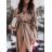 Damen Langarm Hoodie Kleid (S / M ONE SIZE) ITALIAN FASHION IMWA216095 -   braun
 -   S / M