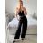 Women's Long Stretch Pants (S/M ONE SIZE) ITALIAN FASHION IMWAA232892 -   black -   L