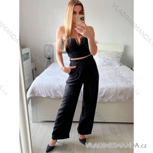 Women's Long Stretch Pants (S/M ONE SIZE) ITALIAN FASHION IMWAA232892 -   black -   L