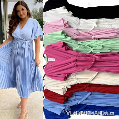 Women's Long Chiffon Short Sleeve Dress (S/M ONE SIZE) ITALIAN FASHION IMWGS231048