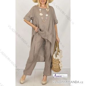 Souprava kalhoty a tunika lněná dámská (S/M/L ONE SIZE) ITALSKÁ MÓDA IMWAD24080