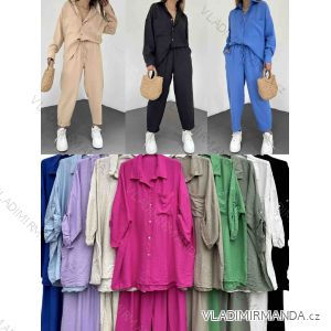 Women's Plus Size Long Pants and Long Sleeve Shirt Set (L/XL/2XL ONE SIZE) POLISH FASHION IMWT23BELLA