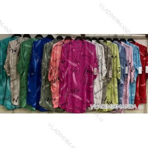 Šaty košilové letní 3/4 dlouhý rukáv dámské nadrozměr (56/58 ONE SIZE) ITALSKÁ MÓDA IMC24216