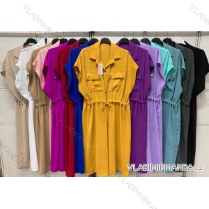 Šaty košeľové krátky rukáv dámske nadrozmer (56/58 ONE SIZE) TALIANSKA MÓDA IMC24226