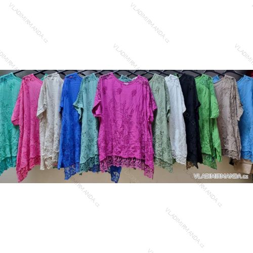 Women's Plus Size Oversize Short Sleeve Tunic (42/58 ONE SIZE) ITALIAN FASHION IMBM24053