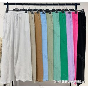 Kalhoty dlouhé letní mušelínové dámské (S/M/L ONE SIZE) ITALSKÁ MÓDA IMWCA24017
