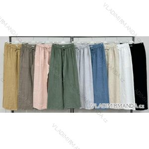 Kalhoty dlouhé letní lněné dámské (S/M/L ONE SIZE) ITALSKÁ MÓDA IMWCA24020