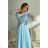 Women's Plus Size (42-46) Long Elegant Party Sleeveless Dress POLISH FASHION PMLBC23265-10 -   Light blue -   44