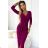 404-9 Shiny dress with a neckline and a slit on the leg - fuchsia with glitter