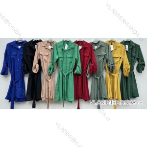 Šaty košilové 3/4 dlouhý rukáv dámské (S/M/L ONE SIZE) ITALSKÁ MÓDA IMD24121