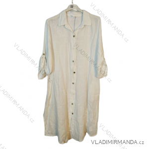 Šaty lněné dlouhé košilové dlouhý rukáv dámské nadrozměr (46/48) ITALSKÁ MÓDA IMWEC24049/DUR