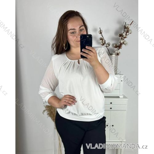 Women's short sleeve dress oversized (L-3XL) POLISH FASHION PMF20014 -   white -   3XL