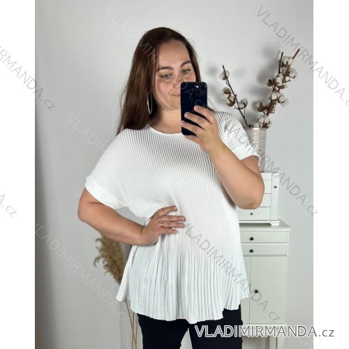 Tunika elegantný krátky rukáv dámska nadrozmer (2XL/5XL ONE SIZE) TALIANSKA MODA IM424SIERA