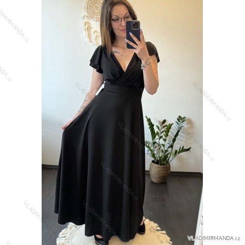 Summer short sleeve summer dress (S / M ONE SIZE) ITALIAN FASHION IMWY21019 black