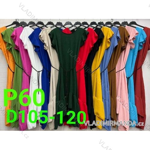 Šaty letní krátký rukáv dámské nadrozměr (48/50/52 ONE SIZE) ITALSKÁ MÓDA IMBM24074