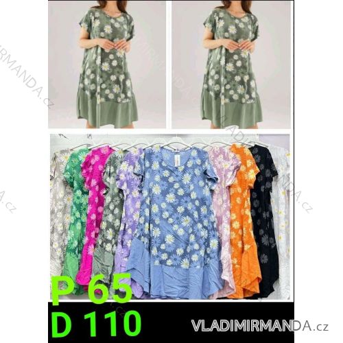 Šaty voľnočasové krátky rukáv dámske nadrozmer (48/50/52 ONE SIZE) TALIANSKA MÓDA IMBM24082