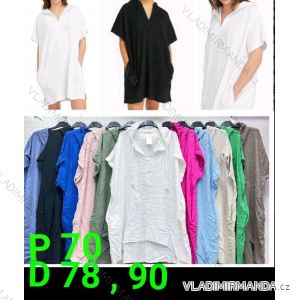 Šaty košilové dlouhý rukáv dámské nadrozměr (52/58 ONE SIZE) ITALSKÁ MÓDA IMBM24084
