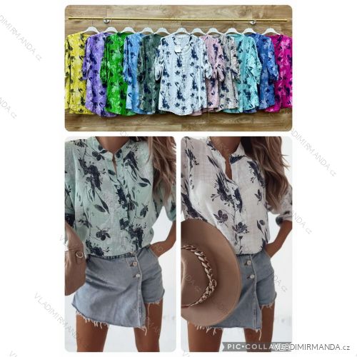 Košile krátký rukáv dámská (S/M ONE SIZE) ITALSKÁ MÓDA IMWBL24018