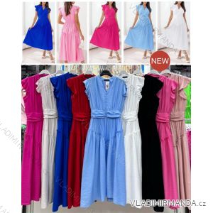 Šaty letní krátký rukáv dámské (S/M/L ONE SIZE) ITALSKÁ MÓDA IMWB24013